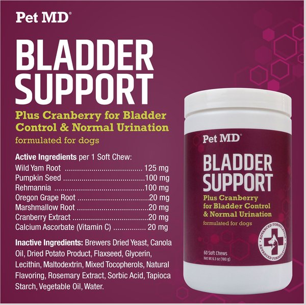 Show full view: Pet MD Bladder Support Plus Cranberry Dog Supplement, 60 count slide 2 of 7