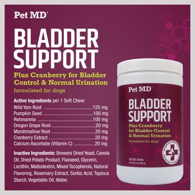 Show full view: Pet MD Bladder Support Plus Cranberry Dog Supplement, 60 count slide 3 of 8