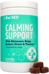 Pet MD Calming Chews Enhanced with Melatonin & Ginger Supplement for Dogs, 60 count