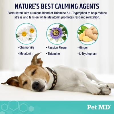 Show full view: Pet MD Calming Chews Enhanced with Melatonin & Ginger Supplement for Dogs, 60 count slide 6 of 8