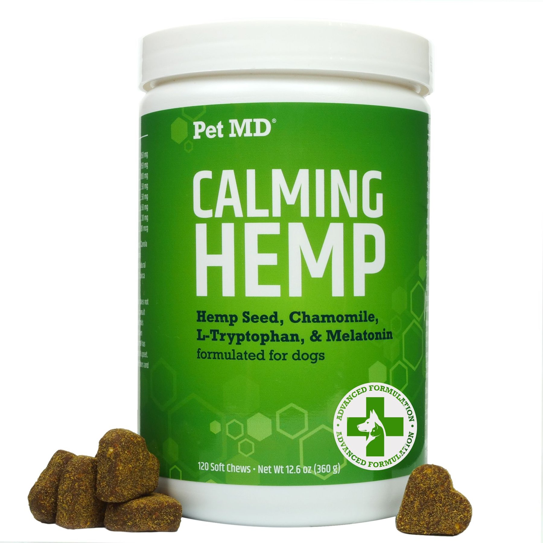 Pet MD Calming Hemp Calming Supplement Soft Chew for Dogs, 120 count