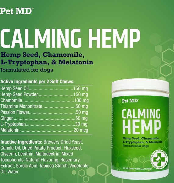 Pet MD Calming Hemp Soft Chew Calming Supplement for Dogs