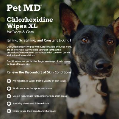 Show full view: Pet MD Chlorhexidine Antiseptic Dog & Cat Wipes, 70 count slide 4 of 9