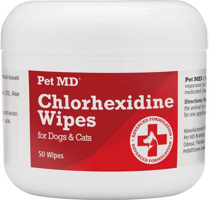 Show full view: Pet MD Chlorhexidine Antiseptic Wipes, 50 count + Davis Chlorhexidine Dog & Cat Spray, 8-oz bottle slide 2 of 9