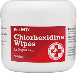 Pet MD Chlorhexidine Antiseptic Wipes for Dogs & Cats, 50 count