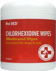 Pet MD Chlorhexidine Dog & Cat Wipes, 100 Count