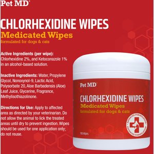 Pet MD Chlorhexidine Dog & Cat Wipes, 100 Count