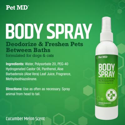 Show full view: Pet MD Deodorizing Cucumber Melon Cat & Dog Body Spray, 8-fl oz bottle slide 2 of 7