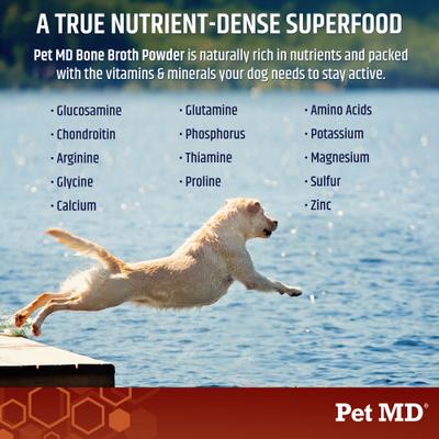 Show full view: Pet MD Gut Support & Joint Health Bone Broth Powder Dog Supplement, 4-oz jar slide 6 of 9