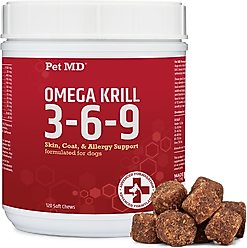 Pet MD Omega 3-6-9 Select Soft Chews with Krill Dog Supplement, 120 count
