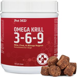 Pet MD Omega 3-6-9 Select Soft Chews with Krill Dog Supplement, 120 count