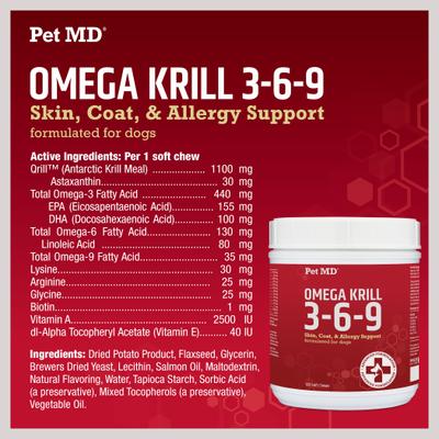 Show full view: Pet MD Omega 3-6-9 Select Soft Chews with Krill Dog Supplement, 120 count slide 3 of 8