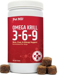 Pet MD Omega 3-6-9 Select Soft Chews with Krill Dog Supplement, 60 count