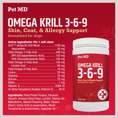 Show full view: Pet MD Omega 3-6-9 Select Soft Chews with Krill Dog Supplement, 60 count slide 3 of 8