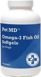 Pet MD Omega-3 Fish Oil Softgel Dog Supplement, 180 count