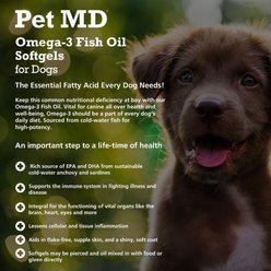 Pet MD Omega-3 Fish Oil Softgel Dog Supplement, 180 count slide 2 of 5