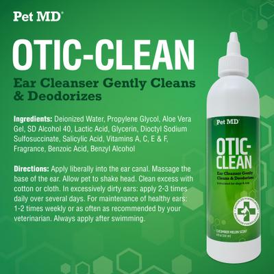 Show full view: Pet MD Otic Clean Cucumber Melon Scent Dog & Cat Ear Cleanser, 8-fl oz bottle slide 3 of 9