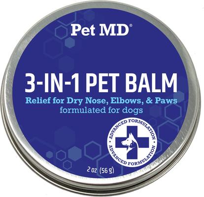 Show full view: Pet MD Paw Balm 3-in-1 Nose/Snout & Elbow Moisturizer & Paw Protectors Paw Wax with Shea Butter, Coconut Oil, & Beeswax for Dogs, 2-fl oz jar slide 1 of 8