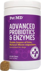 Pet MD PB6 Probiotics & Enzymes Dog Supplement, 60 count