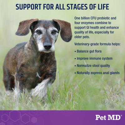 Show full view: Pet MD PB6 Probiotics & Enzymes Dog Supplement, 60 count slide 5 of 7