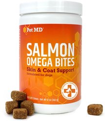 Pet MD Salmon Omega Bites Skin & Coat Support Chews Dog Supplement, 120 count