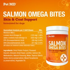 Pet MD Salmon Omega Bites Skin & Coat Support Chews Dog Supplement, 120 count slide 2 of 6