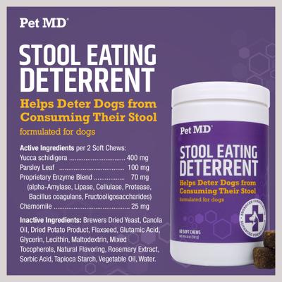 Show full view: Pet MD Stool Eating Deterrent Dog Supplement, 60 count slide 3 of 7