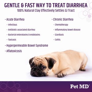 Pet MD Stool-Fix Powdered Clay Anti Diarrhea Treatment for Upset Stomach Relief, Promotes Normal Stool for Dogs & Cats, 100g