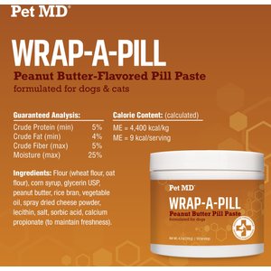 Pet MD Wrap-A-Pill Peanut Butter Flavor Pill Paste Dog & Cat Supplement, 4.2-oz tub
