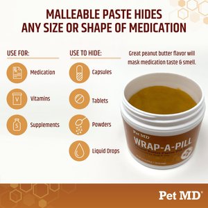 Pet MD Wrap-A-Pill Peanut Butter Flavor Pill Paste Dog & Cat Supplement, 4.2-oz tub