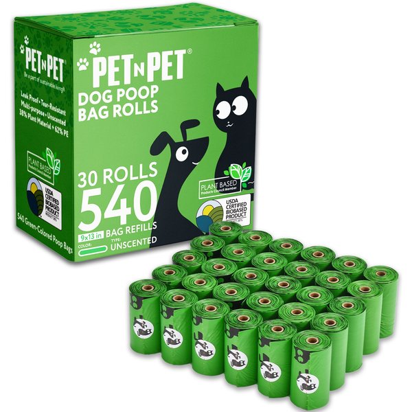 Roger Pet! Biodegradable Dog Poop Bags - 16 Rolls, 240 Bags, Unscented & Compostable With Leash Clip Dispenser