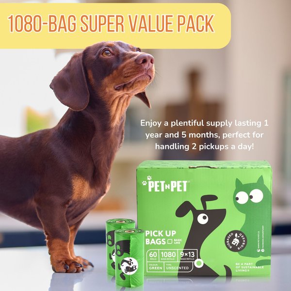 Show full view: PET N PET Dog Poop Bags, Unscented, 1080 count, Green slide 4 of 9