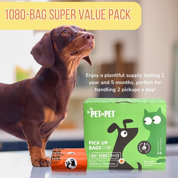 Show full view: PET N PET Dog Poop Bags, Unscented, 1080 count, Orange slide 4 of 9