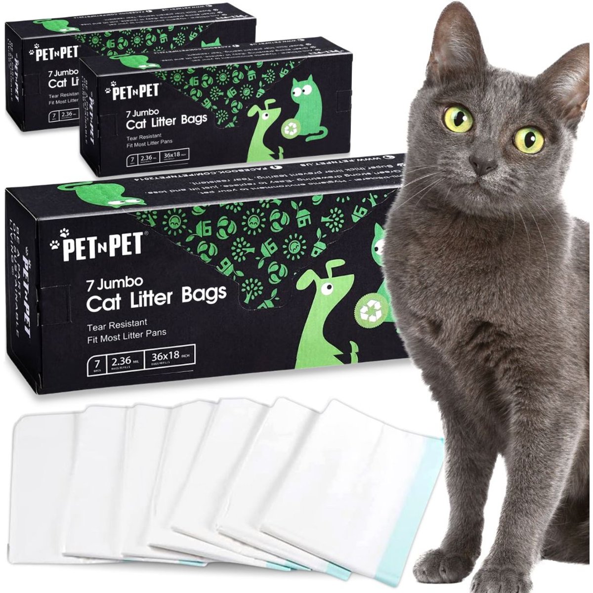 PET N PET Cat Litter Box Liners, Jumbo, 21 count