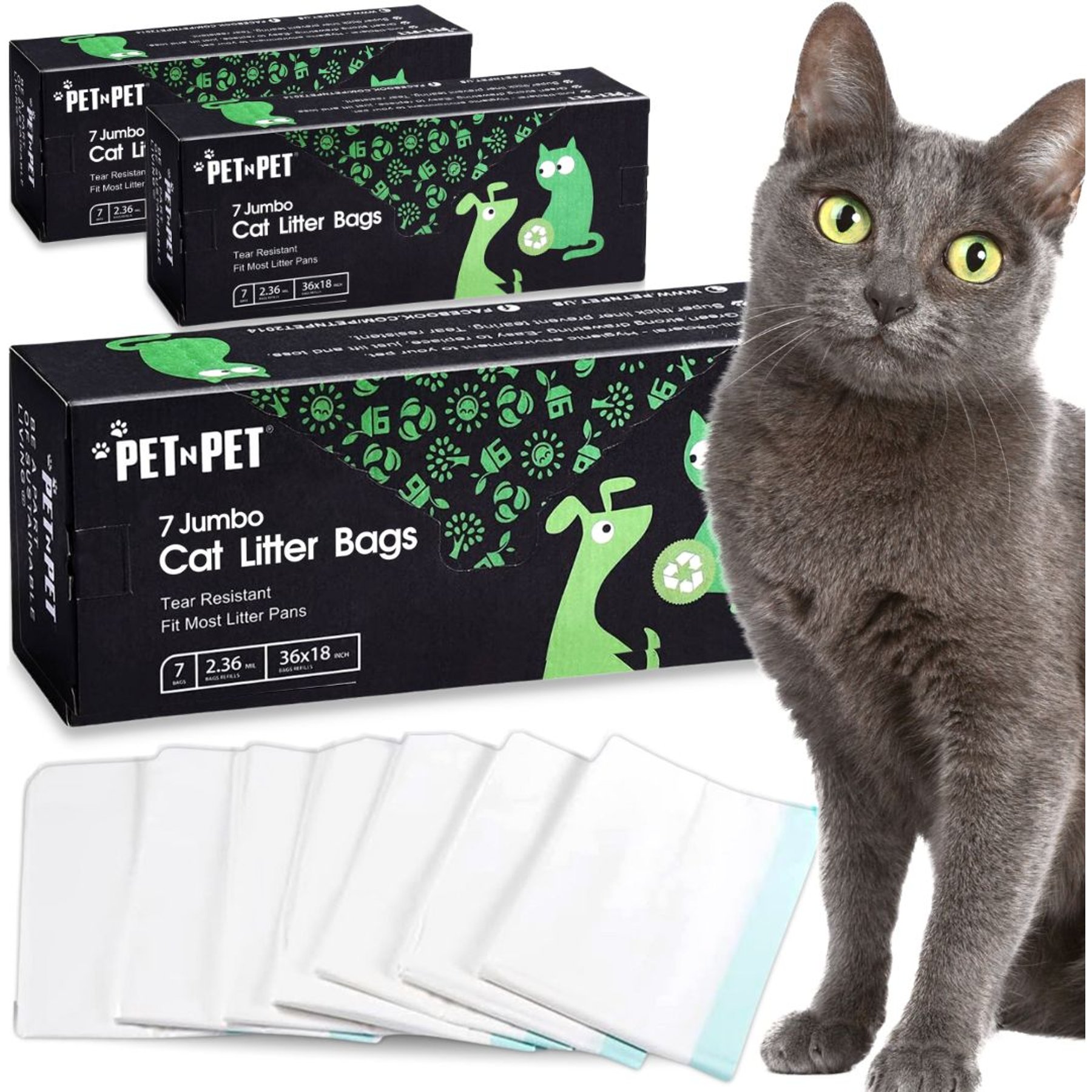 PET N PET Cat Litter Box Liners, Jumbo, 21 count