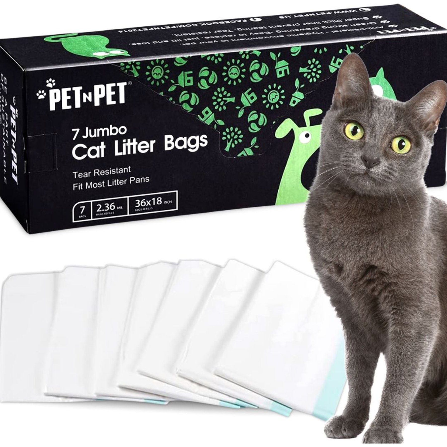 PET N PET Cat Litter Box Liners, Jumbo, 7 count