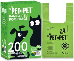 PET N PET Tie Handle Dog Poop Bags, Unscented, 200 count