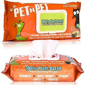PET N PET Unscented Dog & Cat Grooming Wipes, 100 count