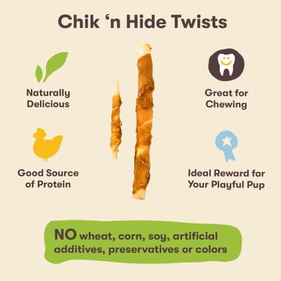 Show full view: Pet 'n Shape All-Natural Chicken Hide Twists Dog Treats, 32-oz bag slide 4 of 7