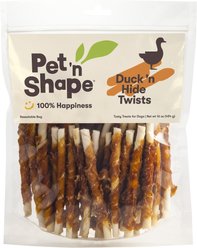 Pet 'n Shape All-Natural Duck Hide Twists Dog Treats, 16-oz bag