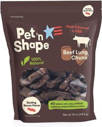 Pet 'n Shape Beef Lung CHUNX Bacon Flavor Dog Treats, 1-lb bag