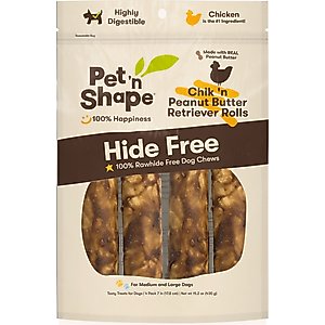 Pet 'n Shape Chik 'n Retriever Roll Peanut Butter Dog Treats, 4 count