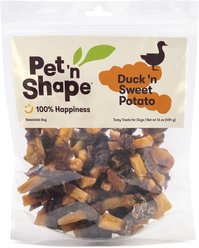 Pet 'n Shape Grain-Free Duck 'n Sweet Potato Dog Treats, 1-lb bag