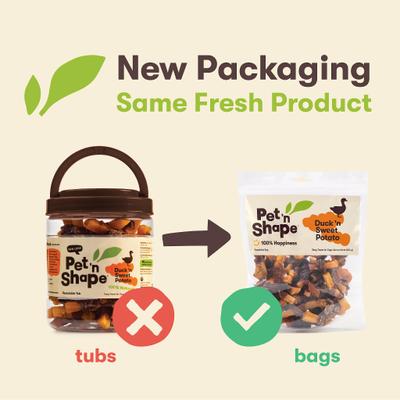 Show full view: Pet 'n Shape Grain-Free Duck 'n Sweet Potato Dog Treats, 1-lb bag slide 3 of 8