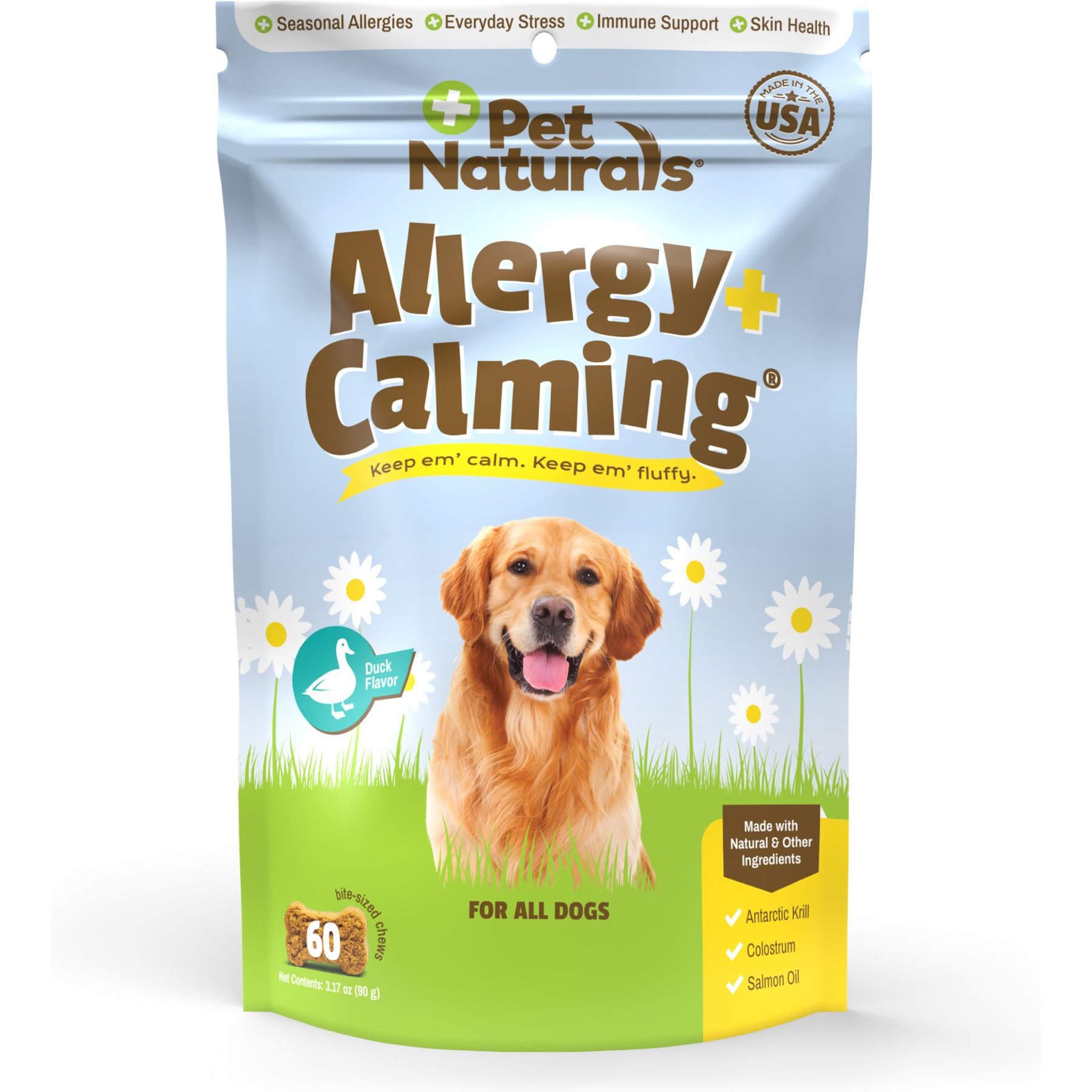 Pet Naturals Allergy Plus Calming Duck Flavored Soft Chew Supplement for Dogs, 60 count