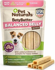 Pet Naturals BusyButter Balanced Belly Pumpkin & Probiotic Peanut Butter Flavored Dog Chews, Small, 22 count