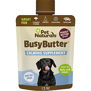 Pet Naturals BusyButter Easy Squeeze Peanut Butter Flavored Paste Calming Supplement for Dogs, 1.5-oz, 6 count
