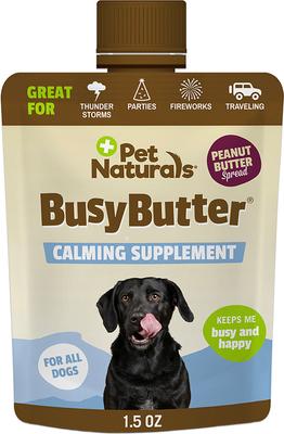 Show full view: Pet Naturals BusyButter Easy Squeeze Peanut Butter Flavored Paste Calming Supplement for Dogs, 1.5-oz, 6 count slide 1 of 11