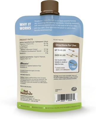 Show full view: Pet Naturals BusyButter Extra Strength Peanut Butter Flavored Paste Calming Supplement for Dogs, 6-oz pouch slide 3 of 11