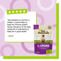 Pet Naturals L-Lysine Immune & Respiratory Health Chicken-Flavored Chews Supplement for Cats, 60 count slide 2 of 9